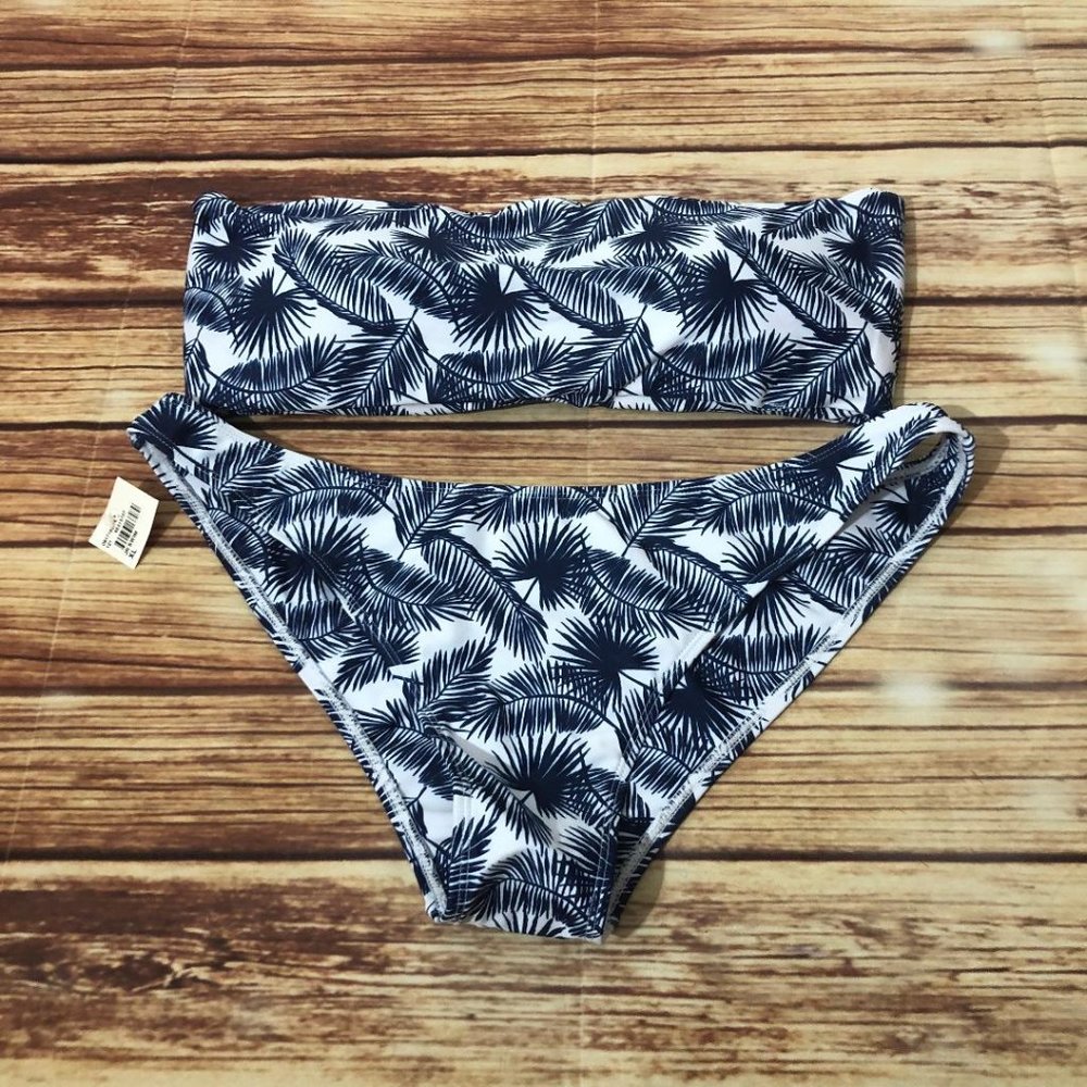 NEW Womens Bandeau Strapless Two Piece Bikini Swimsuit No Underwire Size XL
